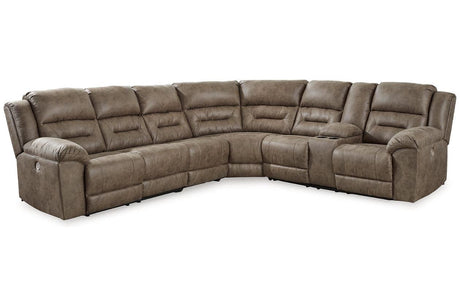 Ravenel Fossil 4-Piece Power Reclining Sectional by Ashley at Eve Furniture