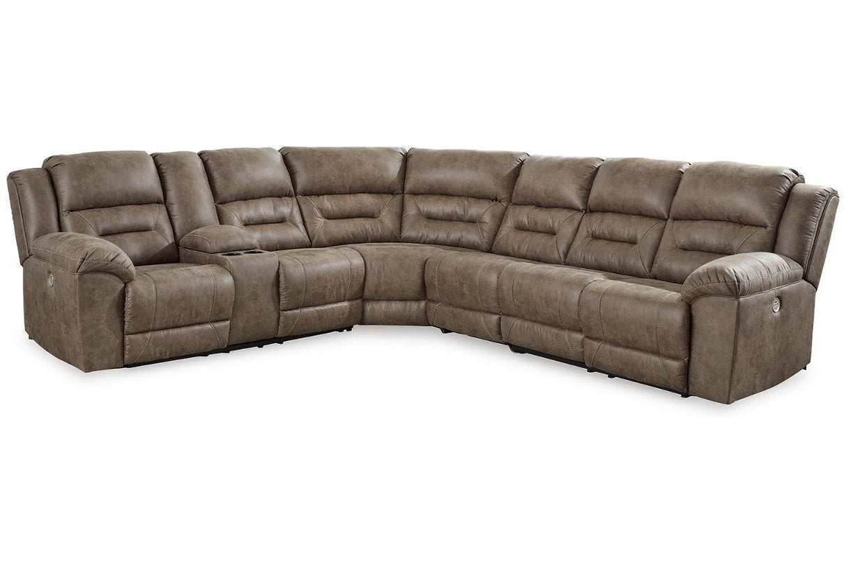 Ravenel Fossil 4-Piece Power Reclining Sectional by Ashley at Eve Furniture
