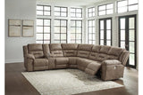 Ravenel Fossil 4-Piece Power Reclining Sectional by Ashley at Eve Furniture