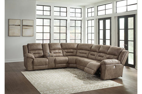 Ravenel Fossil 4-Piece Power Reclining Sectional by Ashley at Eve Furniture