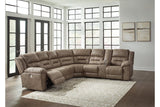 Ravenel Fossil 4-Piece Power Reclining Sectional by Ashley at Eve Furniture