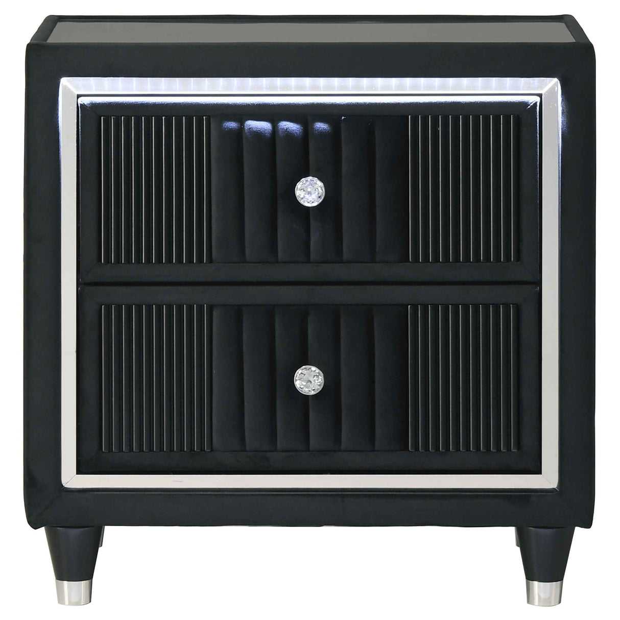 Ravenne Black 2-drawer Velvet Upholstered LED Nightstand with USB by Coaster at Eve Furniture