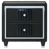 Ravenne Black 2-drawer Velvet Upholstered LED Nightstand with USB by Coaster at Eve Furniture