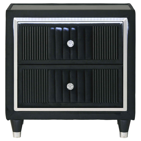 Ravenne Black 2-drawer Velvet Upholstered LED Nightstand with USB by Coaster at Eve Furniture