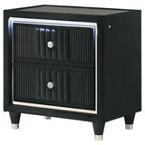 Ravenne Black 2-drawer Velvet Upholstered LED Nightstand with USB by Coaster at Eve Furniture