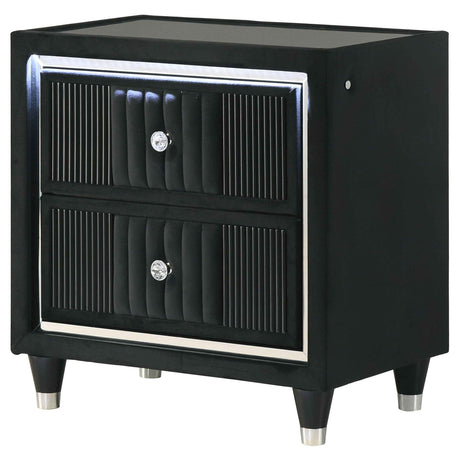 Ravenne Black 2-drawer Velvet Upholstered LED Nightstand with USB by Coaster at Eve Furniture