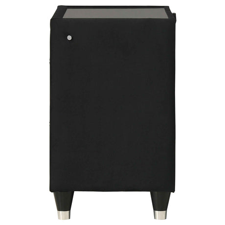 Ravenne Black 2-drawer Velvet Upholstered LED Nightstand with USB by Coaster at Eve Furniture