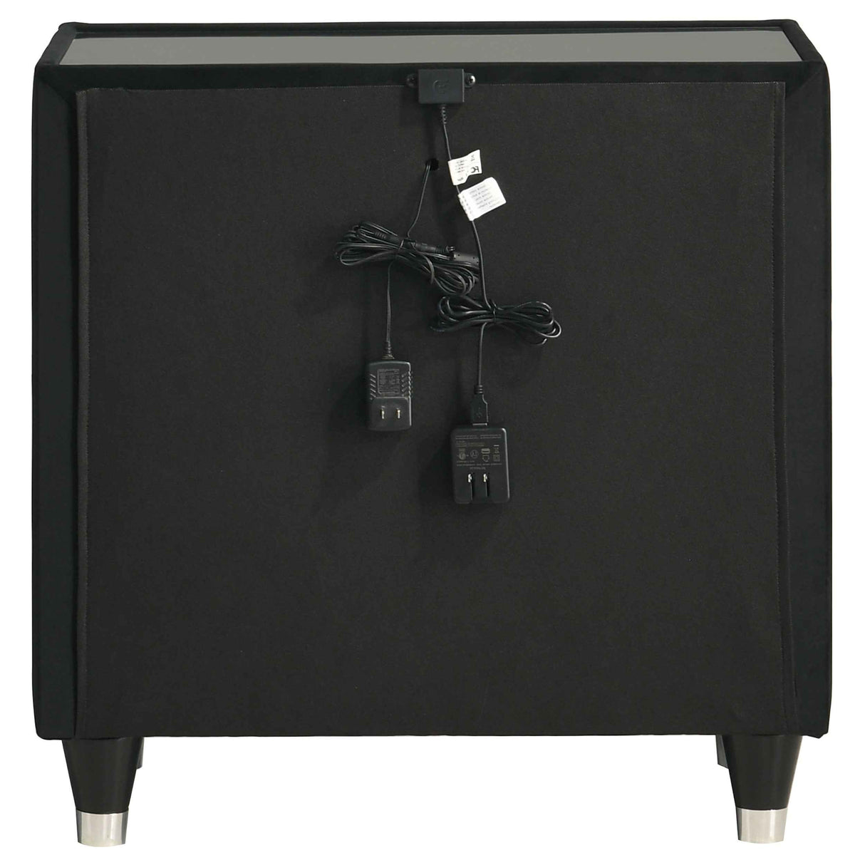 Ravenne Black 2-drawer Velvet Upholstered LED Nightstand with USB by Coaster at Eve Furniture