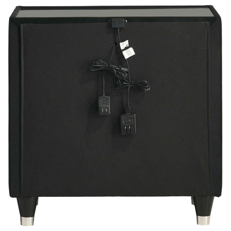 Ravenne Black 2-drawer Velvet Upholstered LED Nightstand with USB by Coaster at Eve Furniture