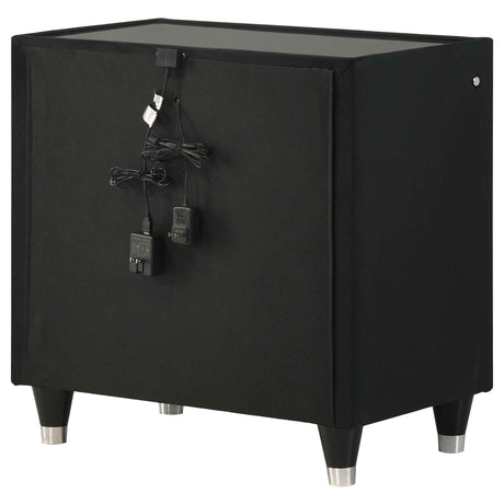 Ravenne Black 2-drawer Velvet Upholstered LED Nightstand with USB by Coaster at Eve Furniture