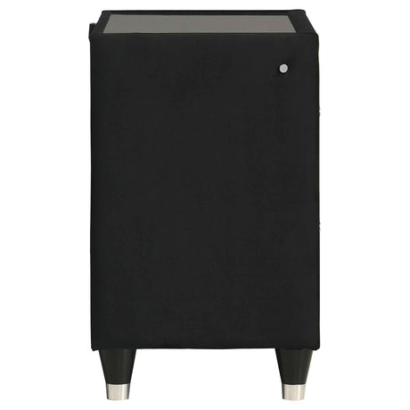 Ravenne Black 2-drawer Velvet Upholstered LED Nightstand with USB by Coaster at Eve Furniture