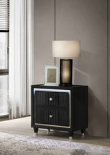 Ravenne Black 2-drawer Velvet Upholstered LED Nightstand with USB by Coaster at Eve Furniture