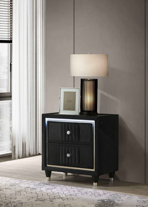 Ravenne Black 2-drawer Velvet Upholstered LED Nightstand with USB by Coaster at Eve Furniture