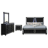 Ravenne Black 4-piece Velvet Upholstered California King LED Bedroom Set by Coaster at Eve Furniture