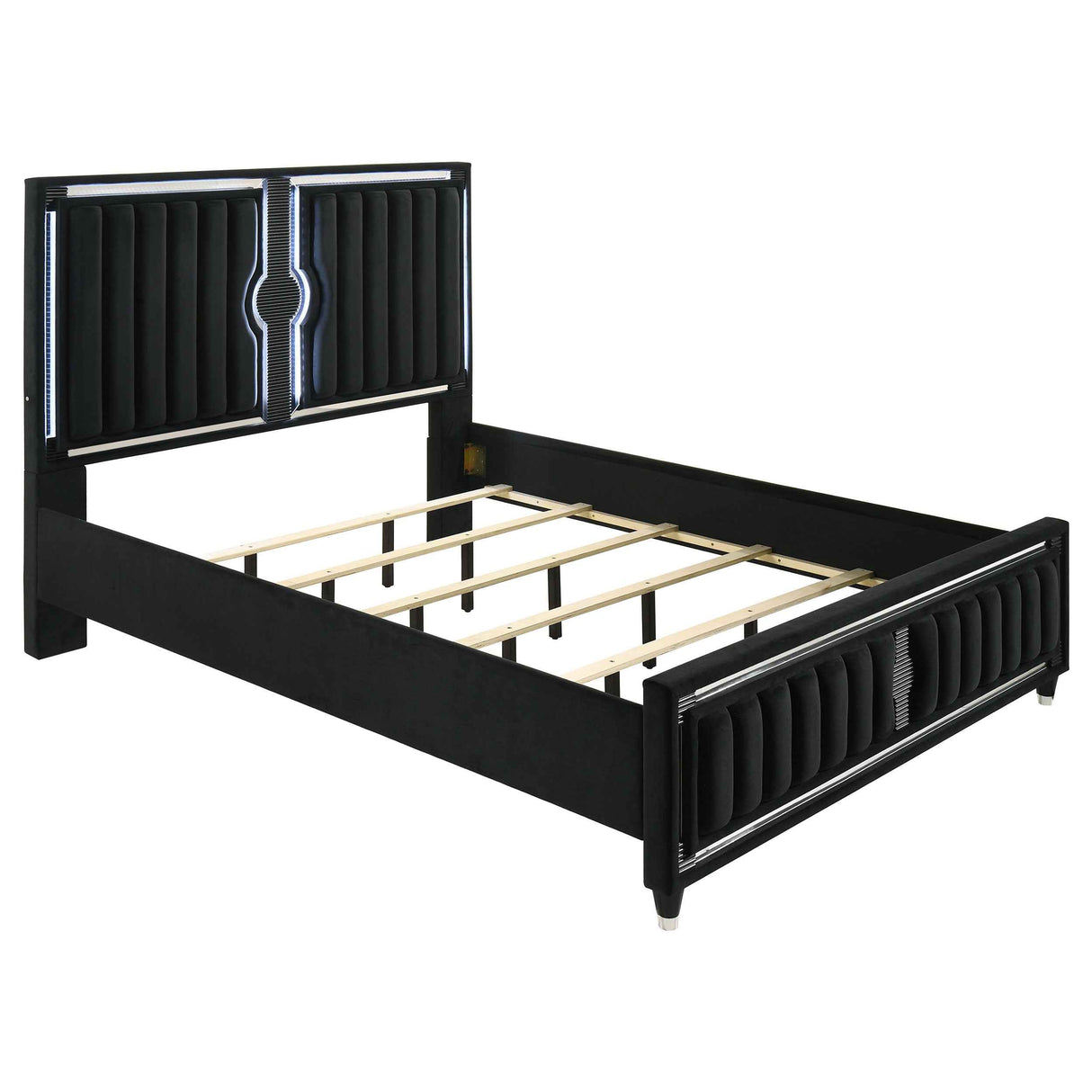 Ravenne Black 4-piece Velvet Upholstered California King LED Bedroom Set by Coaster at Eve Furniture