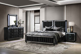 Ravenne Black 4-piece Velvet Upholstered Eastern King LED Bedroom Set by Coaster at Eve Furniture