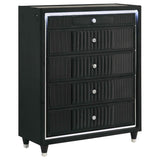 Ravenne Black 5-drawer Velvet Upholstered LED Chest of Drawers by Coaster at Eve Furniture