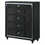 Ravenne Black 5-drawer Velvet Upholstered LED Chest of Drawers by Coaster at Eve Furniture