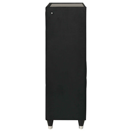 Ravenne Black 5-drawer Velvet Upholstered LED Chest of Drawers by Coaster at Eve Furniture