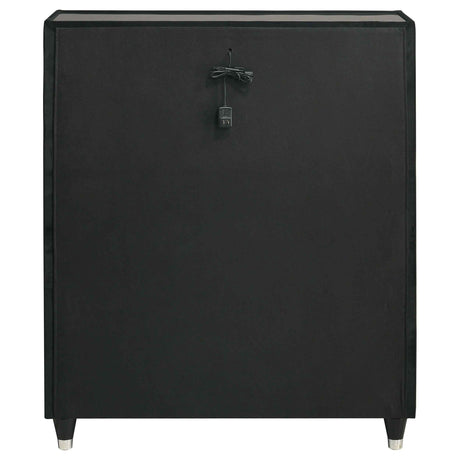 Ravenne Black 5-drawer Velvet Upholstered LED Chest of Drawers by Coaster at Eve Furniture