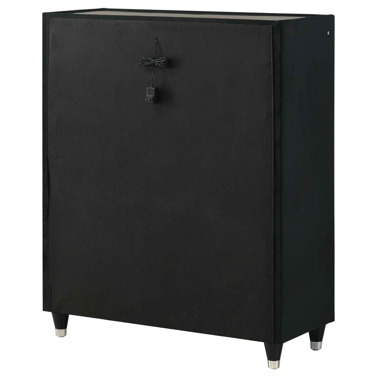 Ravenne Black 5-drawer Velvet Upholstered LED Chest of Drawers by Coaster at Eve Furniture