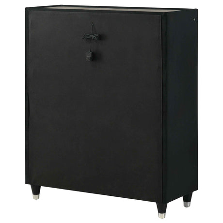 Ravenne Black 5-drawer Velvet Upholstered LED Chest of Drawers by Coaster at Eve Furniture