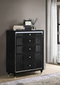Ravenne Black 5-drawer Velvet Upholstered LED Chest of Drawers by Coaster at Eve Furniture