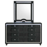 Ravenne Black 8-drawer Velvet Upholstered LED Dresser and Mirror by Coaster at Eve Furniture