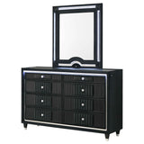 Ravenne Black 8-drawer Velvet Upholstered LED Dresser and Mirror by Coaster at Eve Furniture