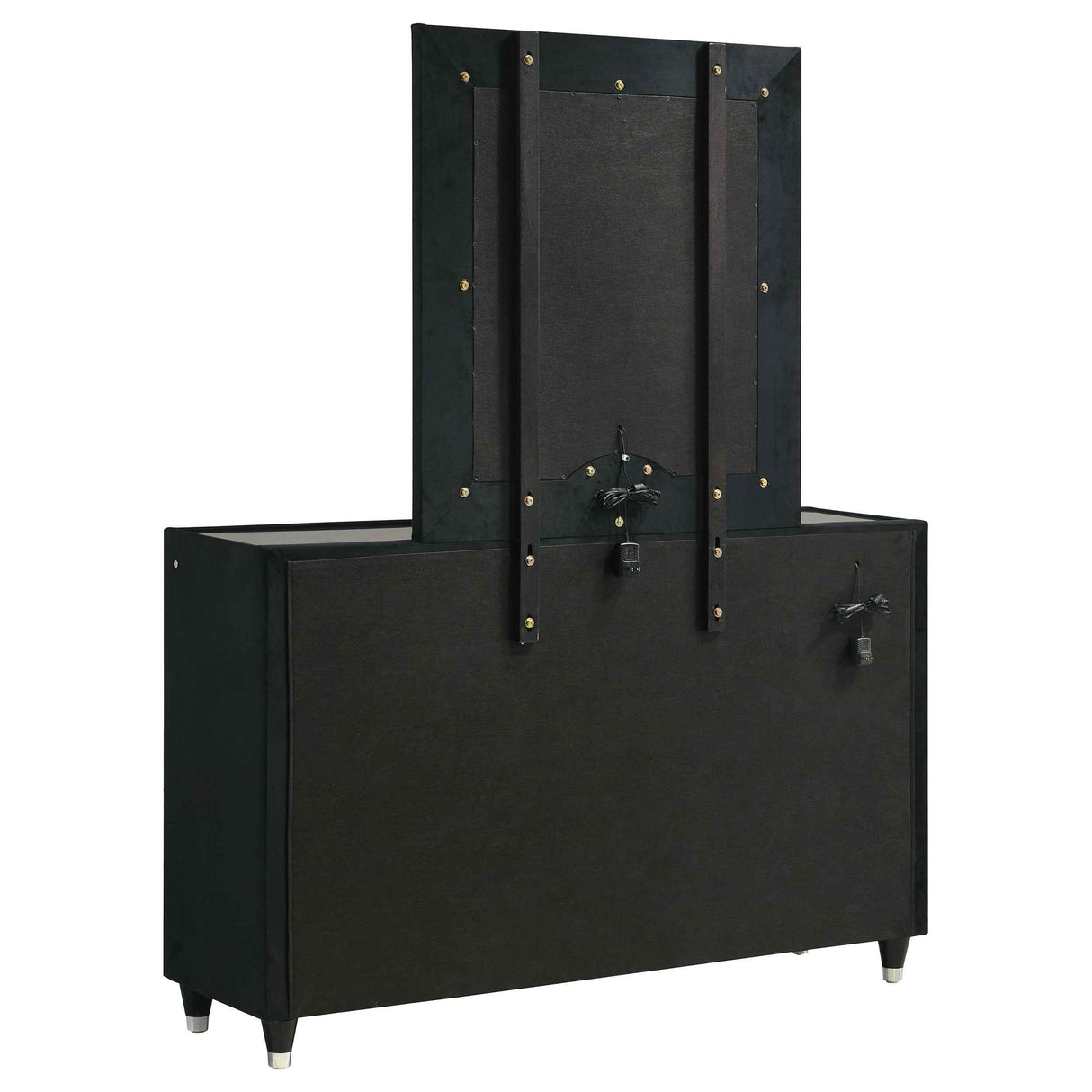 Ravenne Black 8-drawer Velvet Upholstered LED Dresser and Mirror by Coaster at Eve Furniture
