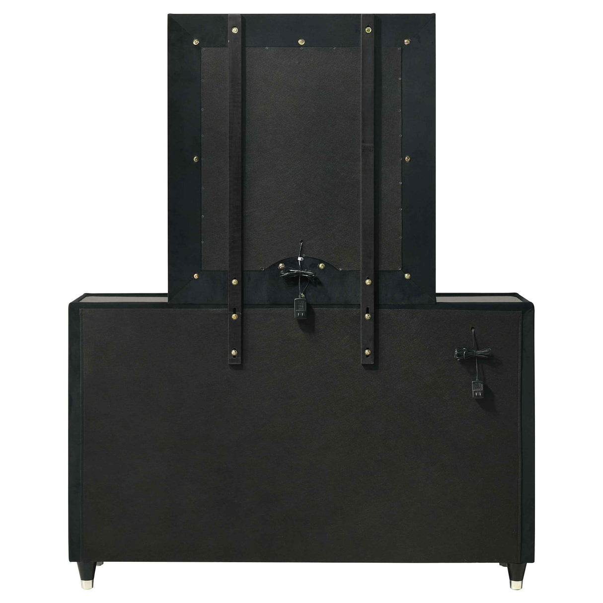 Ravenne Black 8-drawer Velvet Upholstered LED Dresser and Mirror by Coaster at Eve Furniture