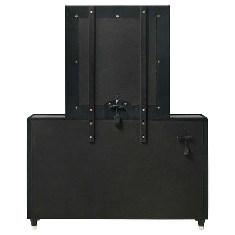 Ravenne Black 8-drawer Velvet Upholstered LED Dresser and Mirror by Coaster at Eve Furniture