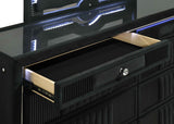 Ravenne Black 8-drawer Velvet Upholstered LED Dresser Cabinet by Coaster at Eve Furniture