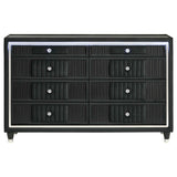Ravenne Black 8-drawer Velvet Upholstered LED Dresser Cabinet by Coaster at Eve Furniture