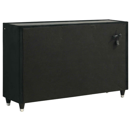 Ravenne Black 8-drawer Velvet Upholstered LED Dresser Cabinet by Coaster at Eve Furniture