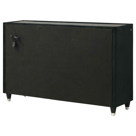 Ravenne Black 8-drawer Velvet Upholstered LED Dresser Cabinet by Coaster at Eve Furniture