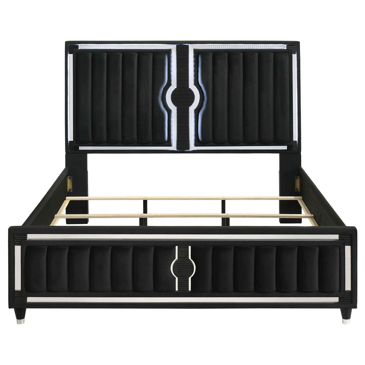 Ravenne Black Velvet Upholstered California King LED Panel Bed by Coaster at Eve Furniture