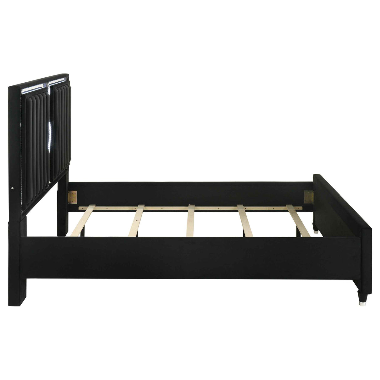 Ravenne Black Velvet Upholstered California King LED Panel Bed by Coaster at Eve Furniture