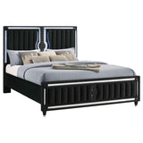 Ravenne Black Velvet Upholstered Eastern King LED Panel Bed by Coaster at Eve Furniture