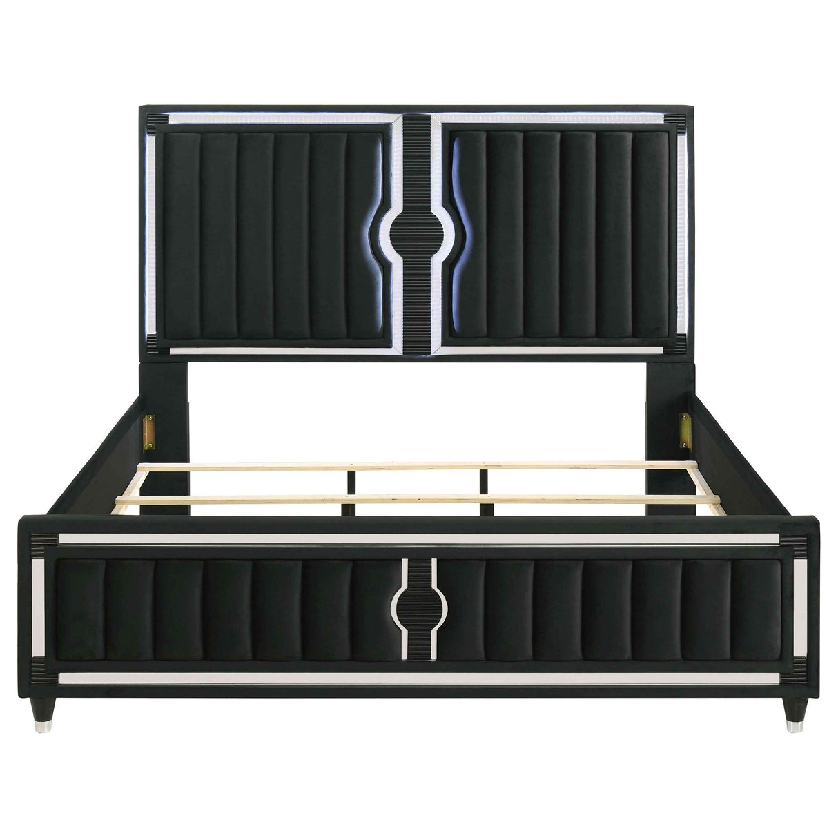 Ravenne Black Velvet Upholstered Eastern King LED Panel Bed by Coaster at Eve Furniture