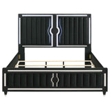 Ravenne Black Velvet Upholstered Eastern King LED Panel Bed by Coaster at Eve Furniture