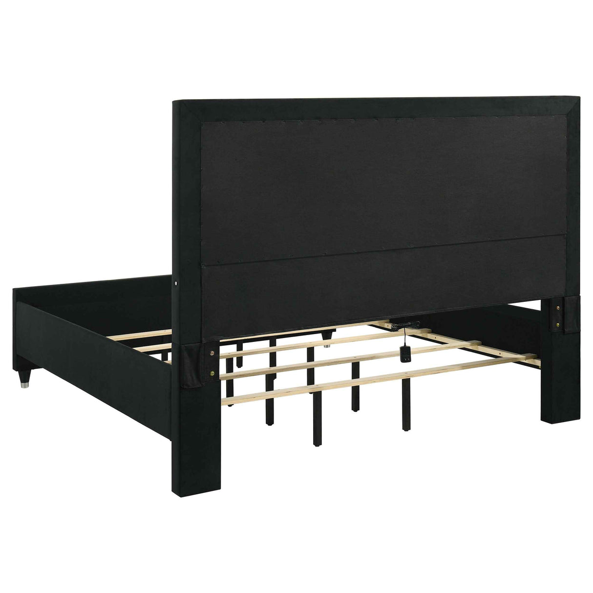 Ravenne Black Velvet Upholstered Eastern King LED Panel Bed by Coaster at Eve Furniture