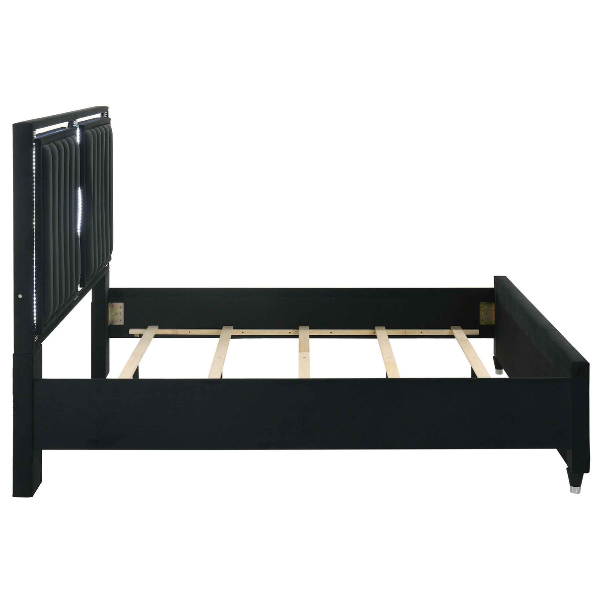 Ravenne Black Velvet Upholstered Eastern King LED Panel Bed by Coaster at Eve Furniture