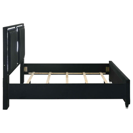 Ravenne Black Velvet Upholstered Eastern King LED Panel Bed by Coaster at Eve Furniture