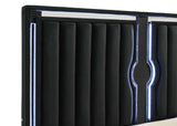 Ravenne Black Velvet Upholstered Eastern King LED Panel Bed by Coaster at Eve Furniture