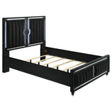Ravenne Black Velvet Upholstered Queen LED Panel Bed by Coaster at Eve Furniture