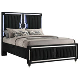 Ravenne Black Velvet Upholstered Queen LED Panel Bed by Coaster at Eve Furniture