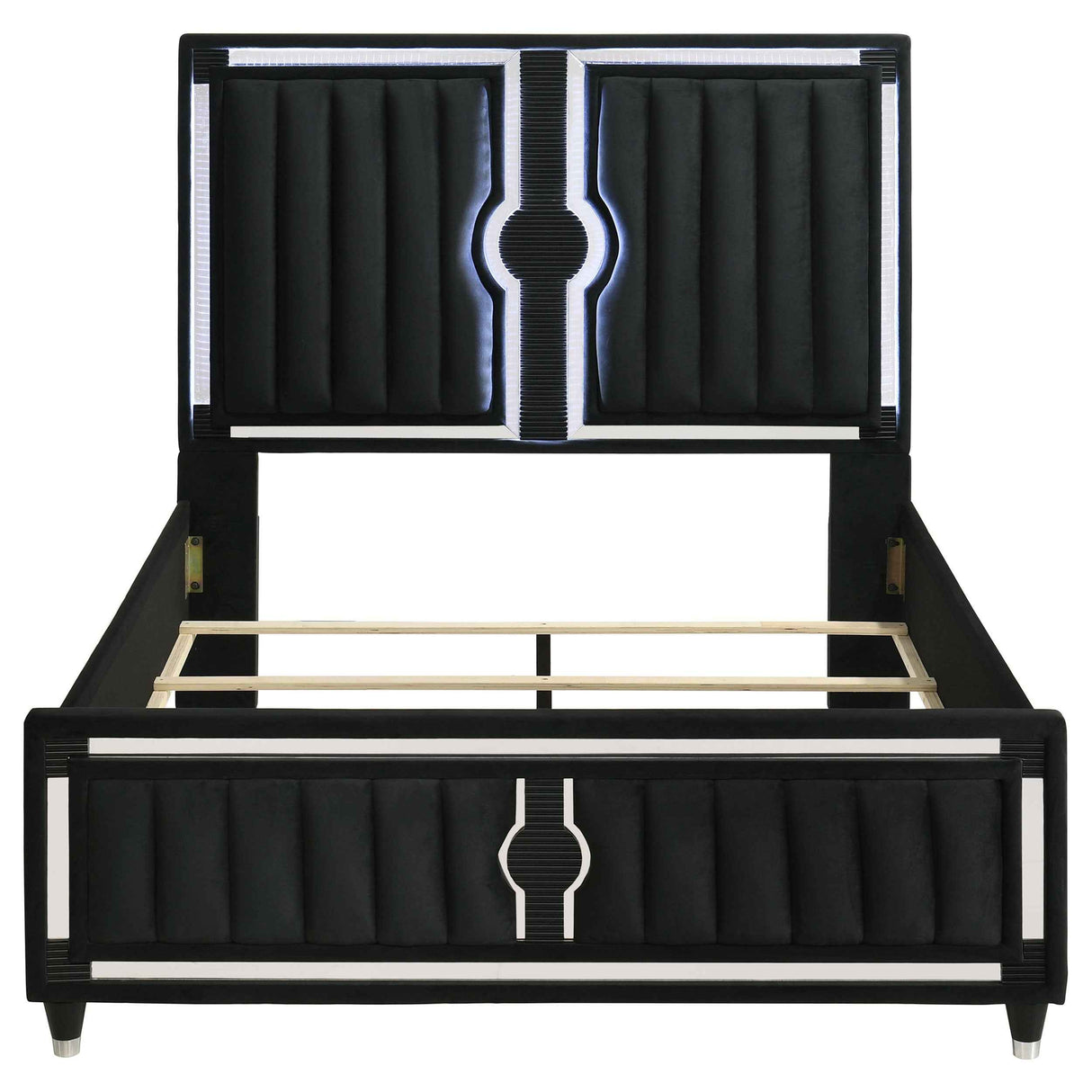 Ravenne Black Velvet Upholstered Queen LED Panel Bed by Coaster at Eve Furniture