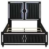 Ravenne Black Velvet Upholstered Queen LED Panel Bed by Coaster at Eve Furniture