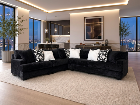 Rawcliffe Black Oversized Sectional by Happy Homes at Eve Furniture